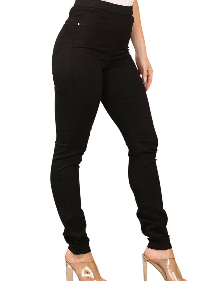 Svart Svarta högmidjade skinny fit stretchjeans för kvinnor med resårmidja för wholesale på Faire