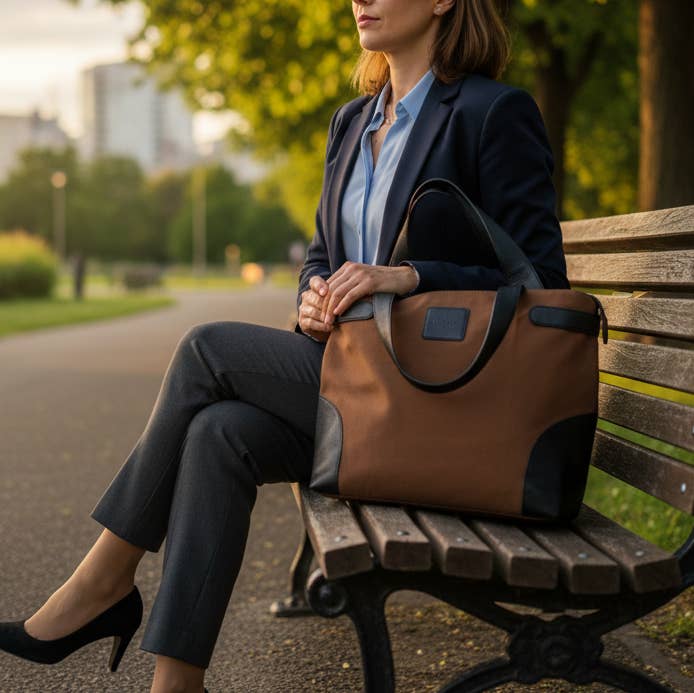 Alta Quero - Wholesale Tote Bag - Women's - Genuine Leather and Canvas Tote Bag – Black and Brown2