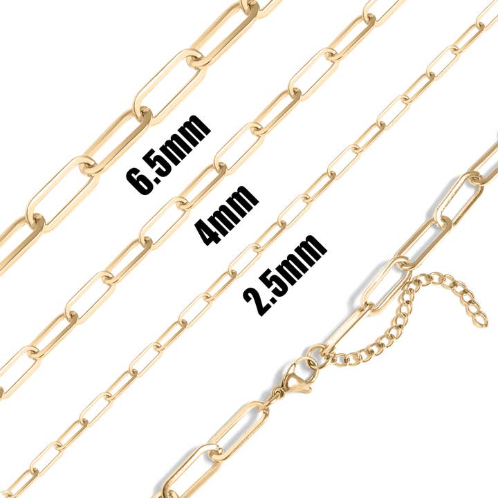 WJW - Wholesale Link & Chain Necklace - 18K Gold Paperclip Chain Necklace