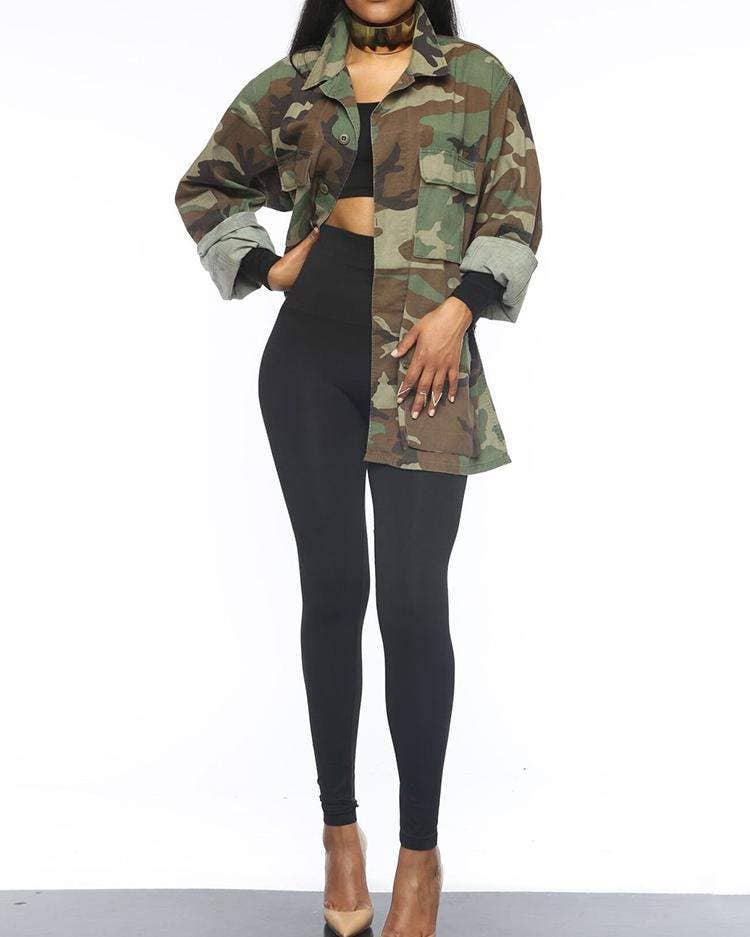 ARMÉN GRÖN bekväm kamouflagejacka, nödvändig avslappnad topp för wholesale på Faire0