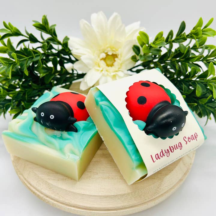 SARATOGA NATURAL BODY CARE LLC - Wholesale Bar Soap - Ladybug Handmade Soap Bar for Kids VEGAN COLD PROCESS