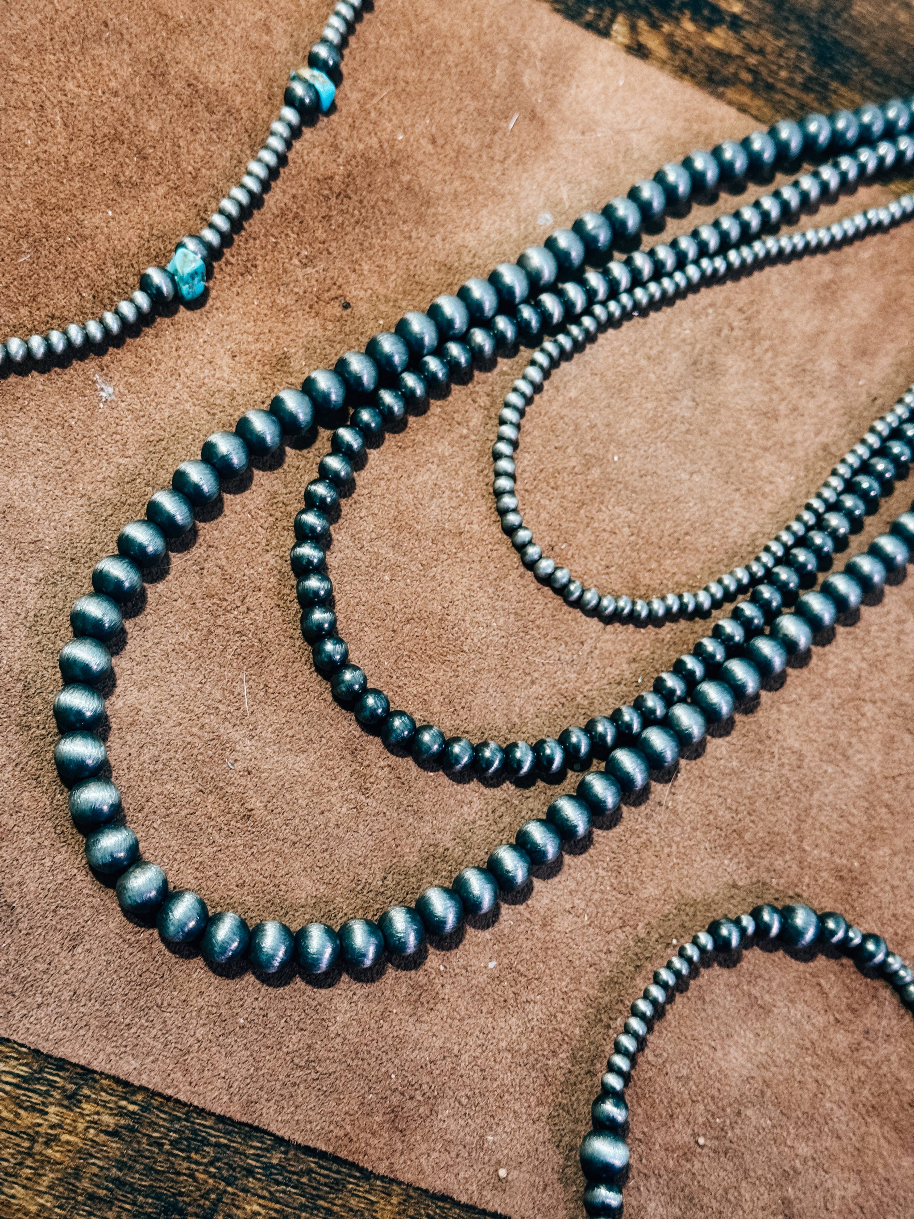 Flying A Designs - Wholesale Beaded/Pearl Necklace - Faux Silver Beaded Navajo Pearl Strand Stackable Necklace3