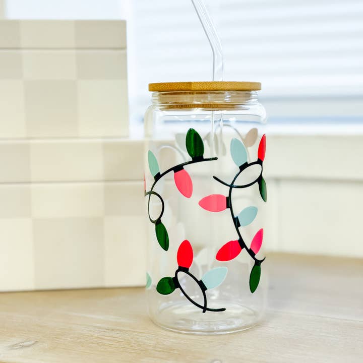 Hart and Hollow - Wholesale Drinking Glass/Cup - Christmas Lights Glass Coffee Cup