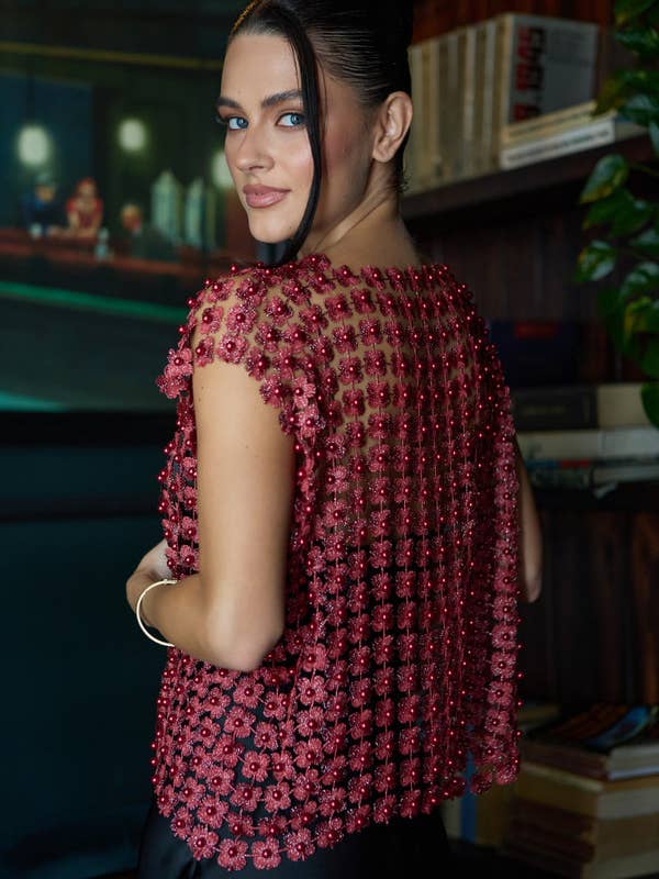 SAACHI - Wholesale Blouse - Women's - Floral Shell Pearl Capelet29