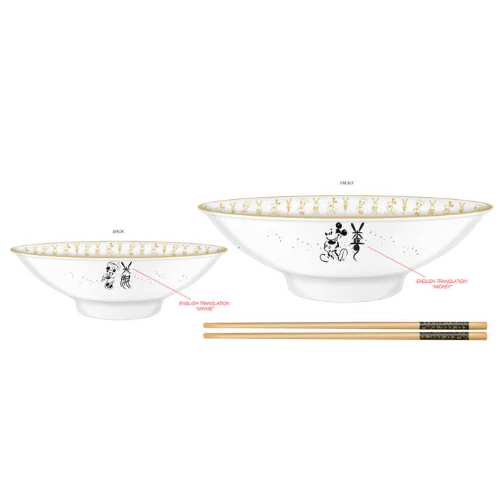 Mickey Minnie Calligraphy Boxed 30oz Ceramic Ramen Bowl for wholesale by Silver Buffalo