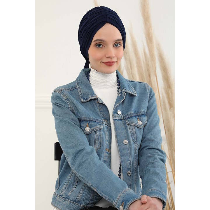 Turbante instantáneo fruncido con nido de abeja para mujer, envoltura de cabeza ligera de algodón con un diseño hermoso, turbante elegante para mujeres en quimioterapia, B-1 para venta al por mayor de Aisha's Design
