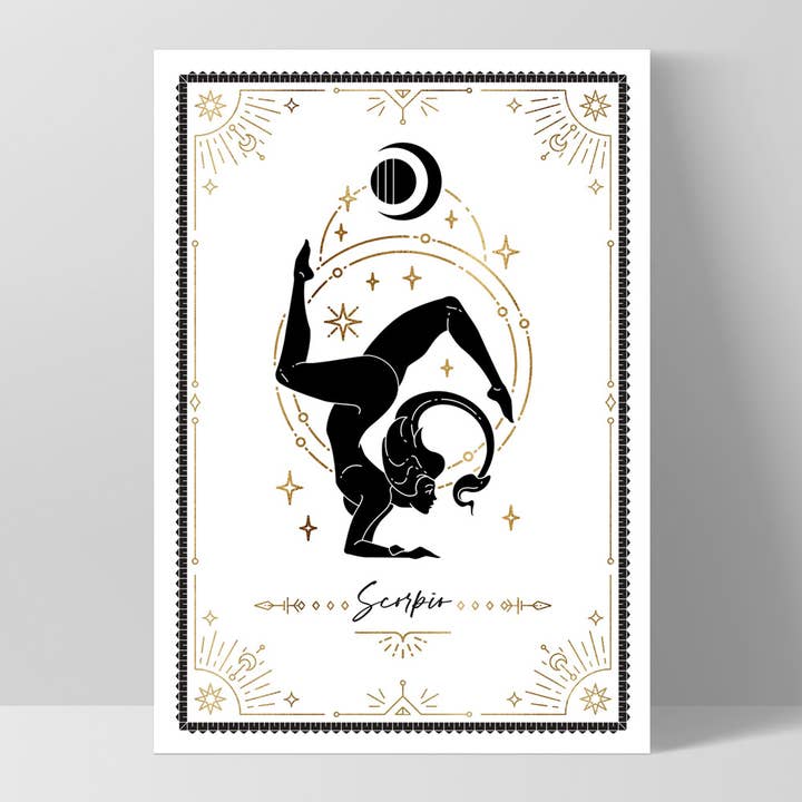 PRINT AND PROPER - Wholesale Art print - Scorpio Zodiac Star Sign Art Print. Tarot Style Gold Poster