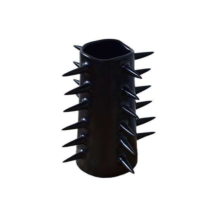 Handmade Ceramic Spikes Black Flower Vase for wholesale by OWO Ceramics