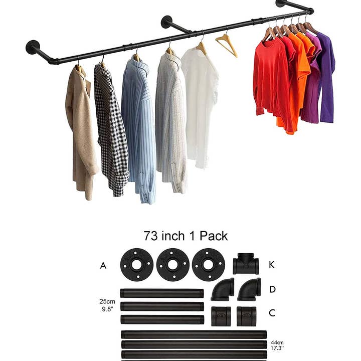 SERENITA - Wholesale Coat Rack - Industrial Pipe Clothing Rack Bar, Hanging Rod, wall-mounted