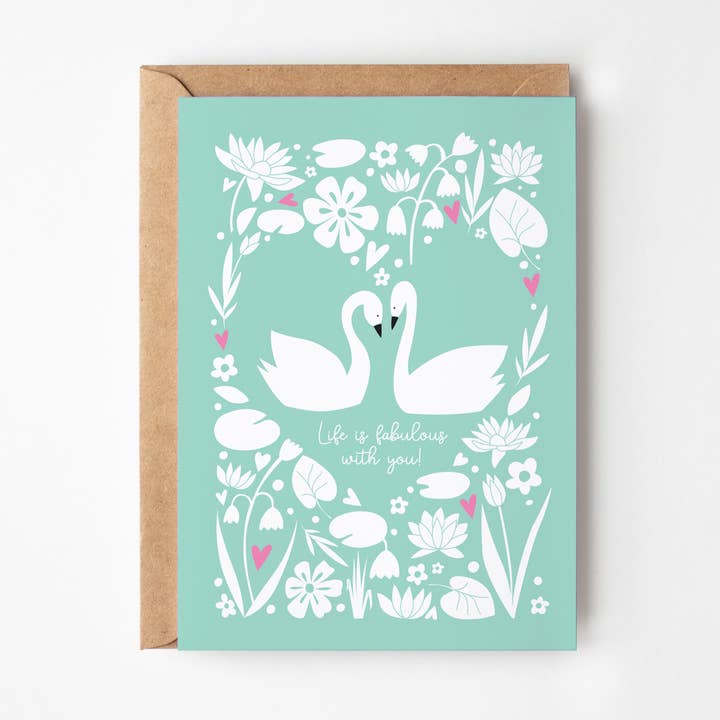 Swan Valentine’s Day Card | Life Is Fabulous With You for wholesale by Happy Street