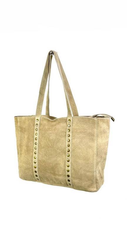 Chenson & Gorett – Engroshandel Tote bag - Dame – Stor shopper taske i ruskind med dekorative nitter9