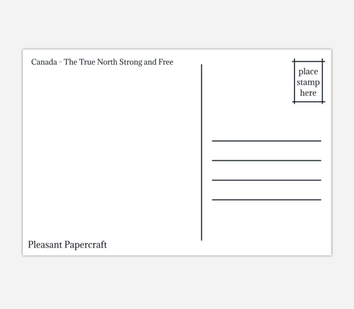 Pleasant Papercraft - Wholesale Postcard - True North Strong and Free Postcard1