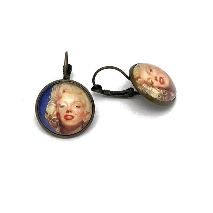 Postage Stamp Jewelry - Wholesale Dangle Earrings - 1995 Marilyn Monroe - USA Stamp - Postage stamp jewelry - Postage Stamp Earrings - French clip earrings in antique bronze finish1