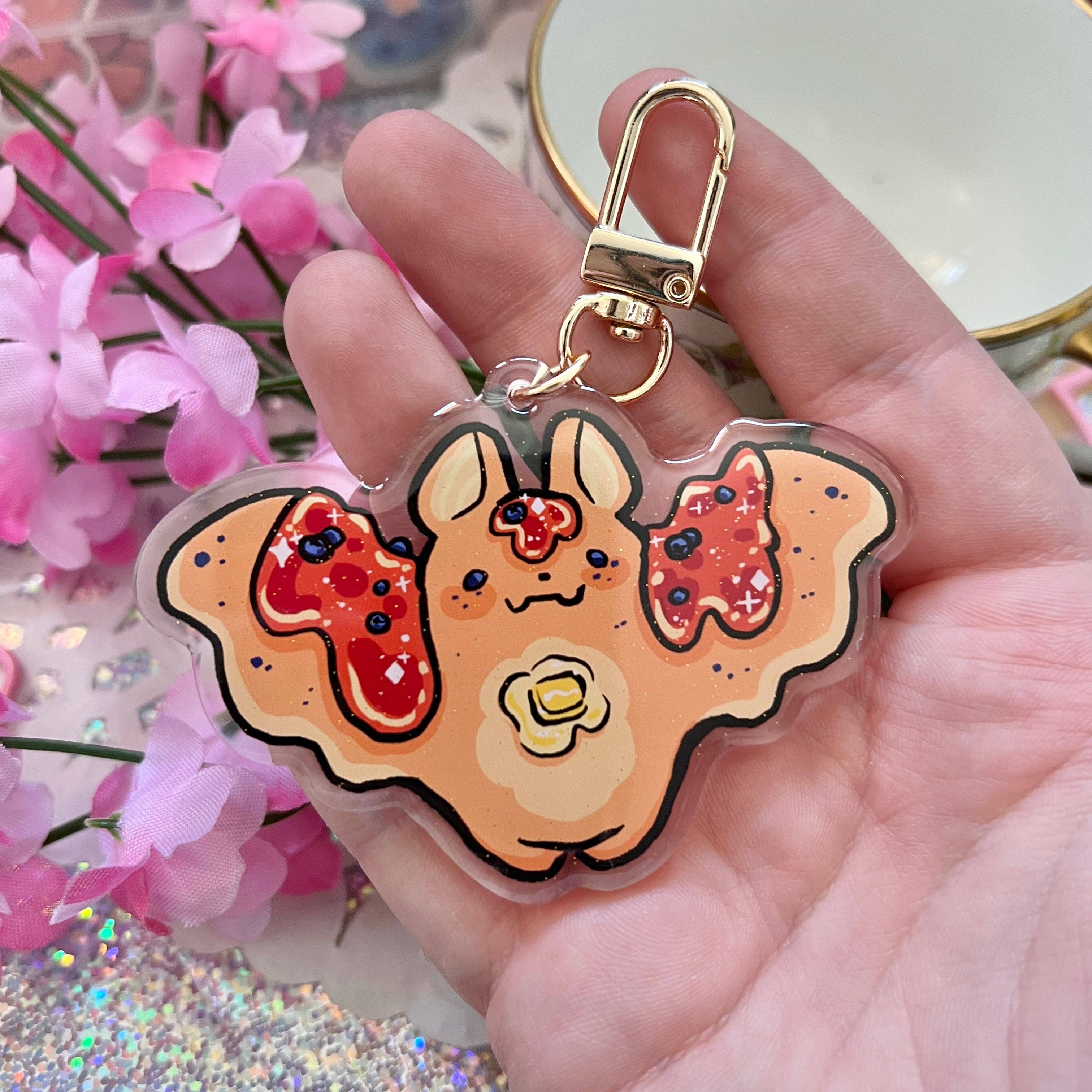 Woolblossom - Wholesale Individual Charm/Pendant - Blueberry Pancake Bat ~ Acrylic Charm2