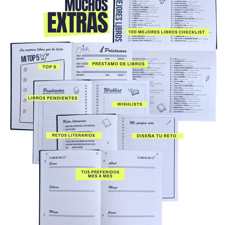 Pedrita Parker - Wholesale Journal/Diary - Reading Journal “The Great Adventure of Reading” - Hardcover stitched notebook to record up to 100 books6