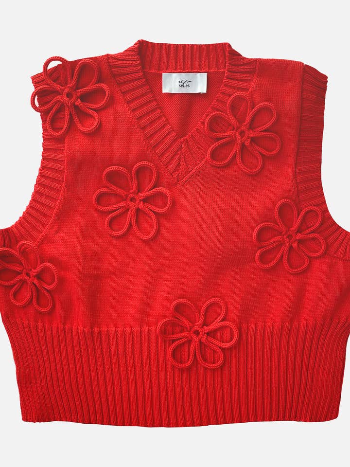 Gilet a fiori in cotone rosso L per la vendita all'ingrosso da parte di Studio Selles