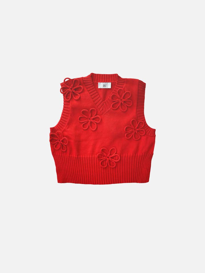 Flower vest - cotton red L for wholesale by Studio Selles