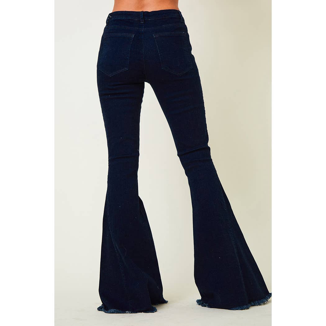 Saints & Hearts – wholesale Jeans – Women’s – SIP6127B DK DENIM FLARED BELL BOTTOMS WITH RIPPED KNEES2