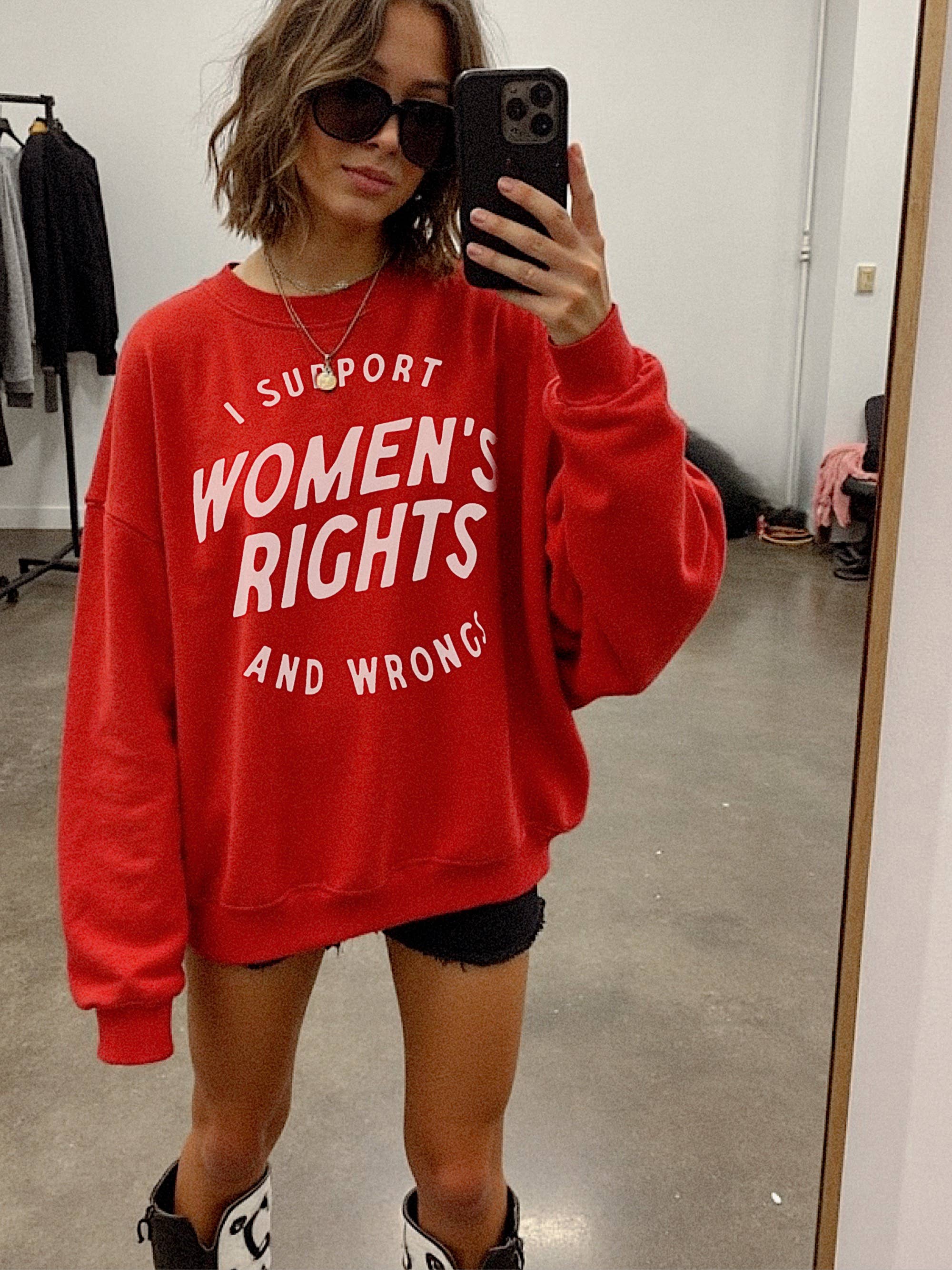 WE THE BABES - Wholesale Graphic Sweatshirt - Women's - I support women’s rights and wrongs Graphic Sweatshirt - Red2
