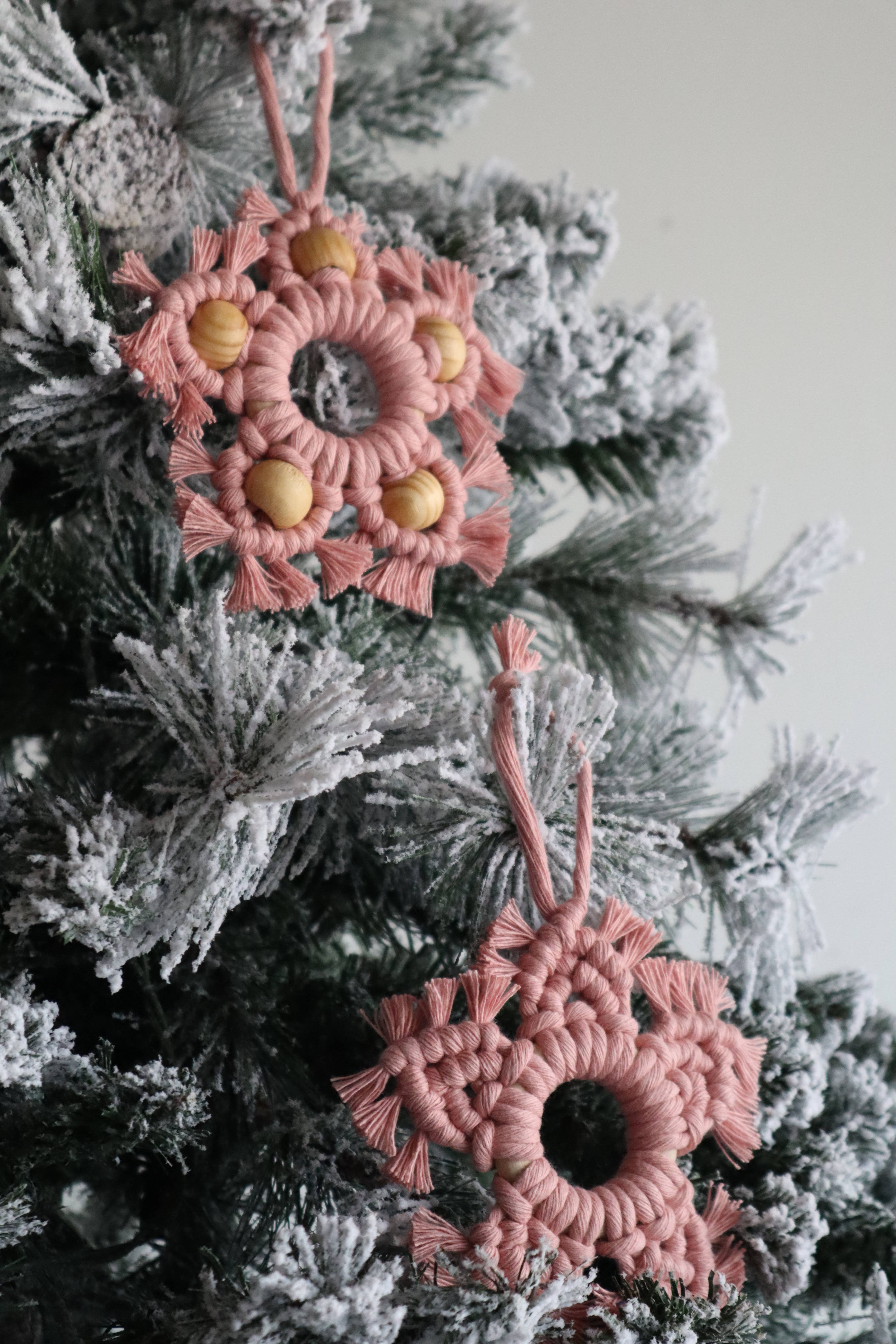 Radically You - Wholesale Ornament - Pink Boho Macrame Star Ornament3
