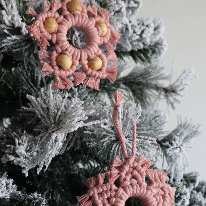 Radically You - Wholesale Ornament - Pink Boho Macrame Star Ornament3