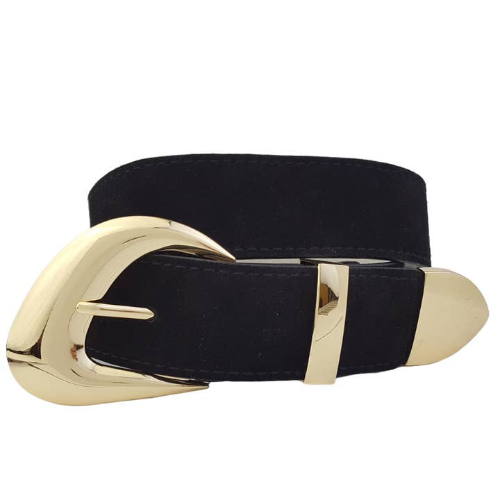 Axesoria West - Wholesale Belt - Women's - Genuine Suede Leather Belt w. Trendy Buckle/Loop/Tip Set 1
