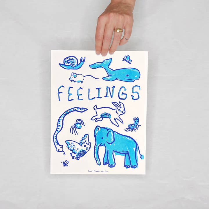 Animal Feelings Risograph Poster for wholesale by Loud Flower Art Co