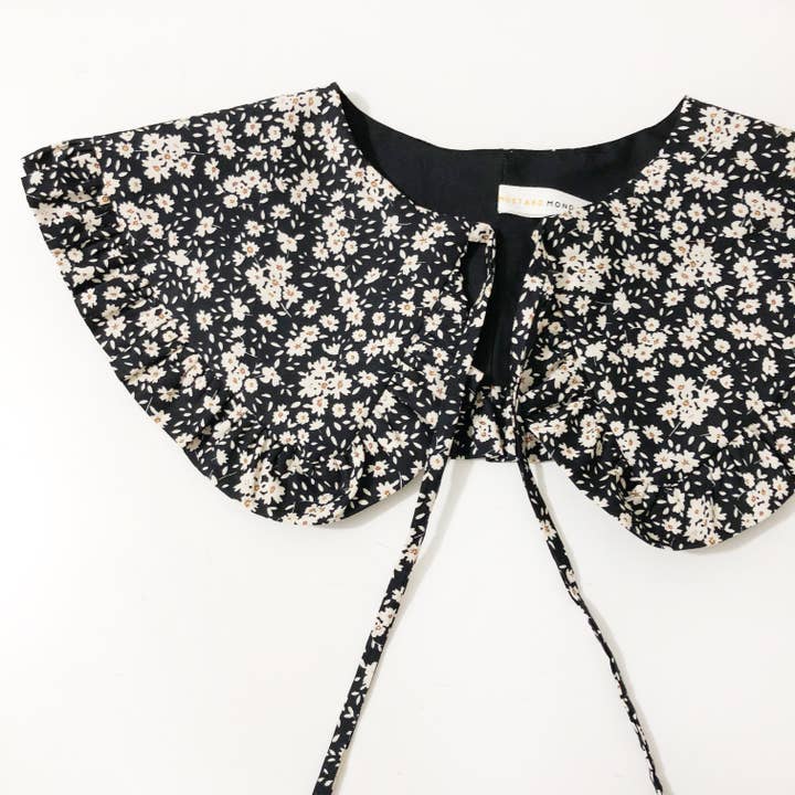 Cuello desmontable de algodón negro Ditsy, cuello extragrande para venta al por mayor de Mustard Monday