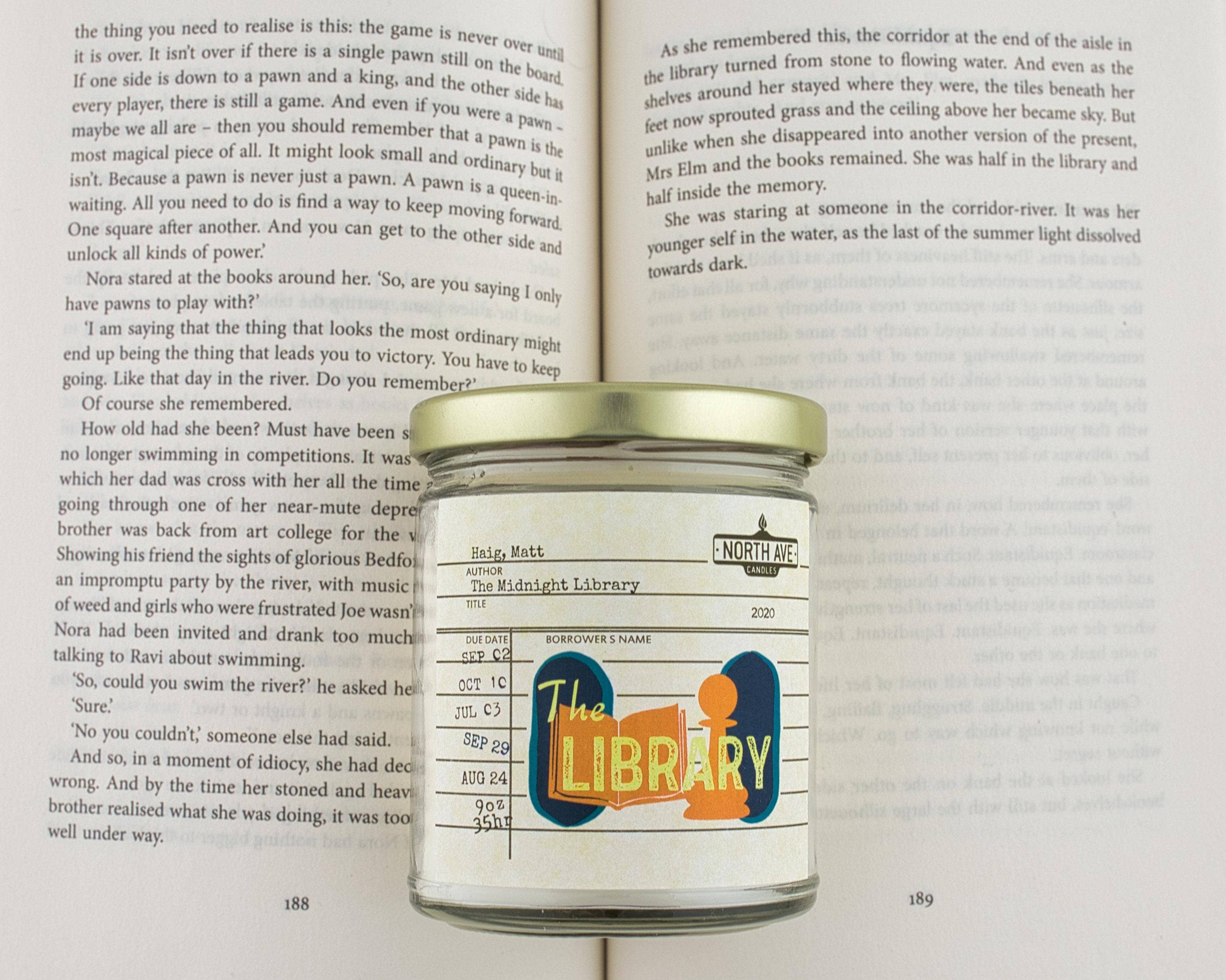 North Ave Candles - Wholesale Jar/Filled Candle - Book Candle / The Midnight Library / Bookstore Gift /5