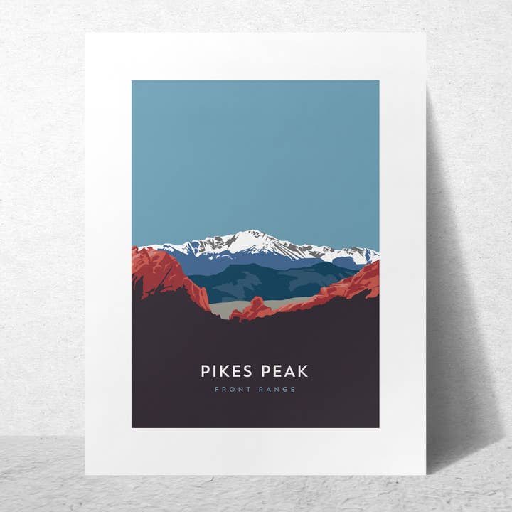 Affiche de Pikes Peak, Impression encadrée d'art du Colorado 14er, Montagnes pour la vente par Hinterland Outdoors