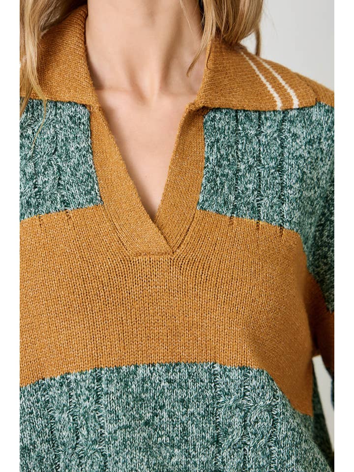 Mystree - Wholesale Knit Sweater - Women's - 60899 V-Neck Multistripe Sweater15