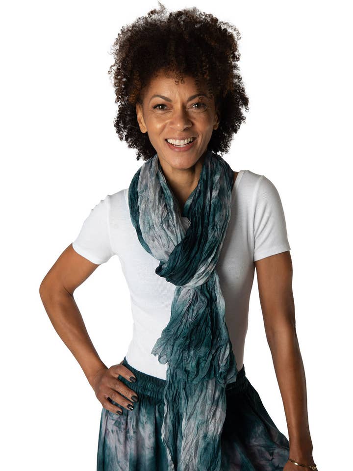 Smoky Quartz Crinkled Air Silk Scarf for wholesale by Viva La Silk