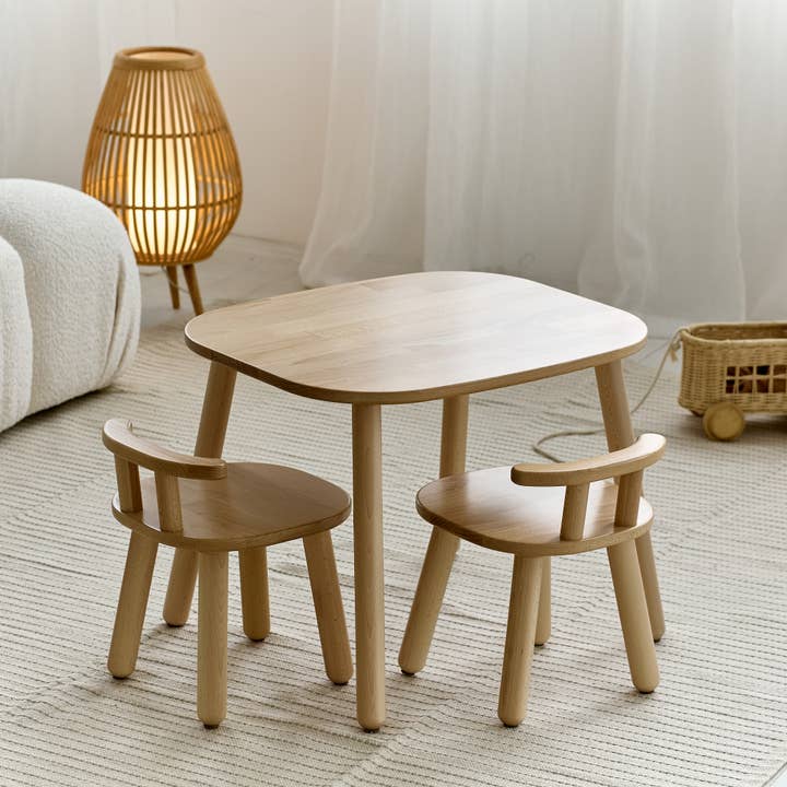 ODEAS - Wholesale Stoel - Kinderen - Houten kindertafel en twee stoelen set peutertafel en stoel
