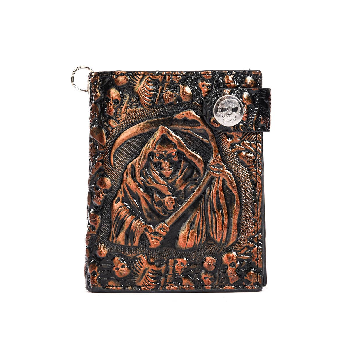 Tourtiwi - Vendita all'ingrosso Portafogli - Donna - Portafoglio a catena antifurto con teschio punk del Tristo Mietitore8
