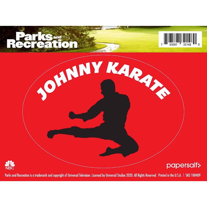 Parks and Recreation "Johnny Karate" Novelty Sticker for wholesale by Papersalt