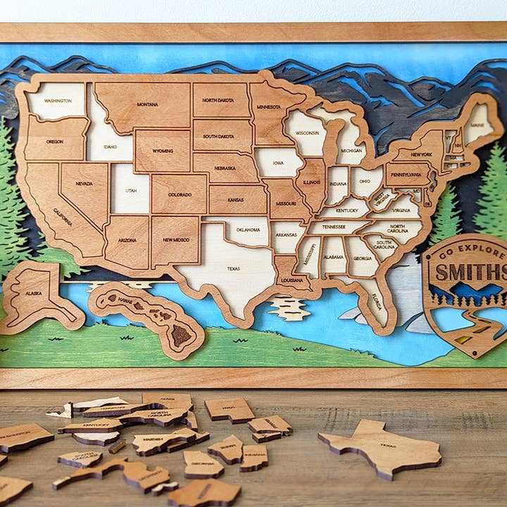 US Travel Map for wholesale by Roots & Routes Co