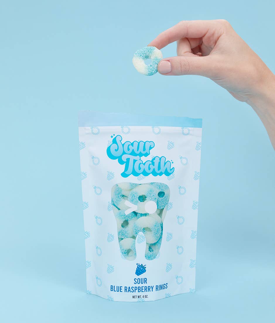 Sour Tooth - Wholesale Gummy - Sour Blue Raspberry Rings1