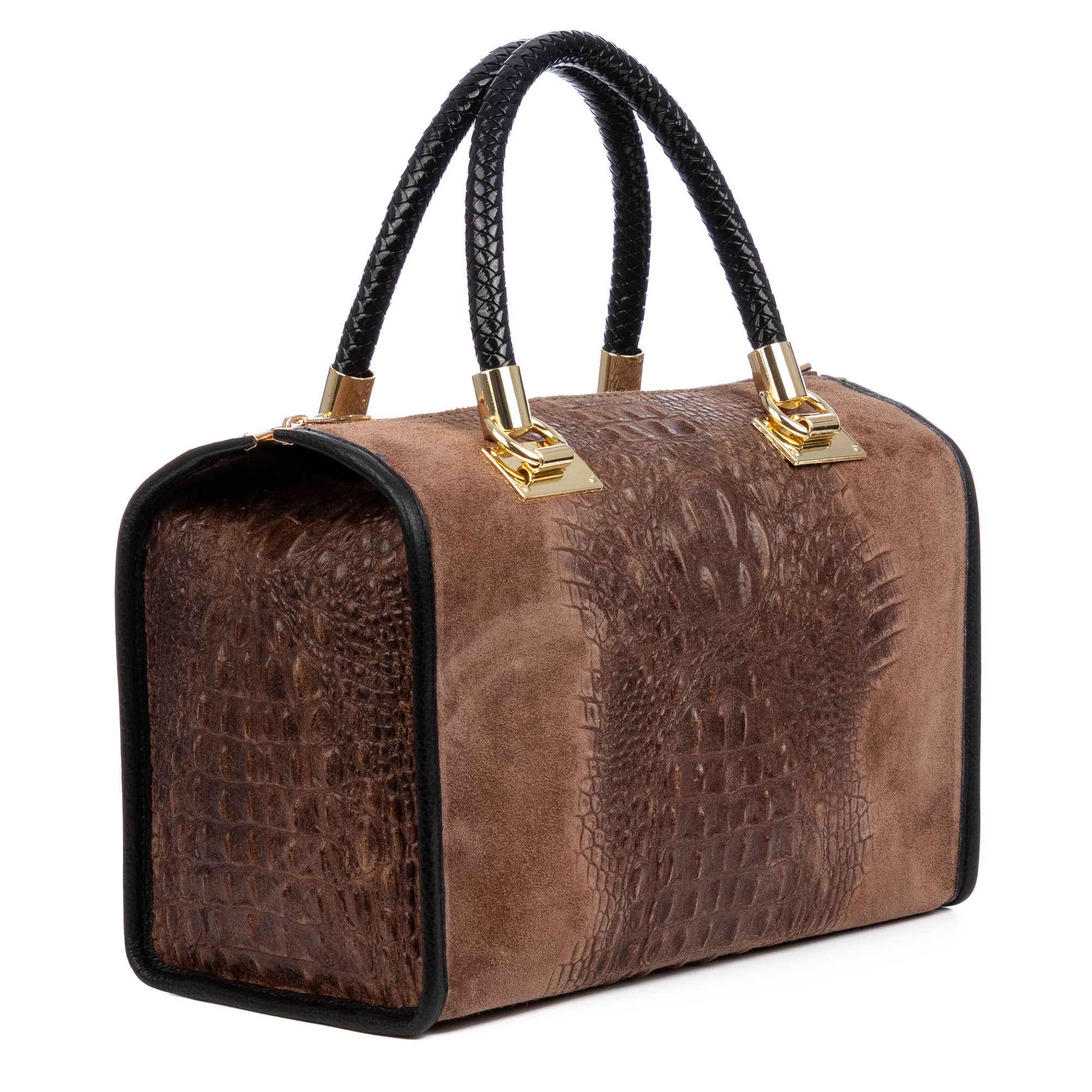 FIRENZE ARTEGIANI - Wholesale Top Handle Bag - Women's - Anacapri Women's Tote Bag. Genuine Suede Crocodile Leather.16