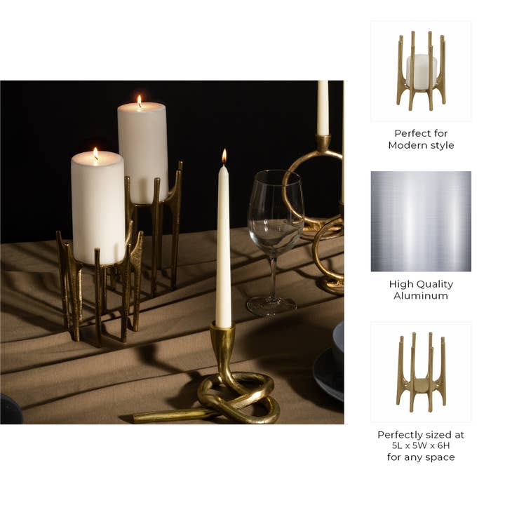 Sagebrook Home - Wholesale Candle Holder - Gold 6 in. Metal Novelty Spike Legs Candle Holder