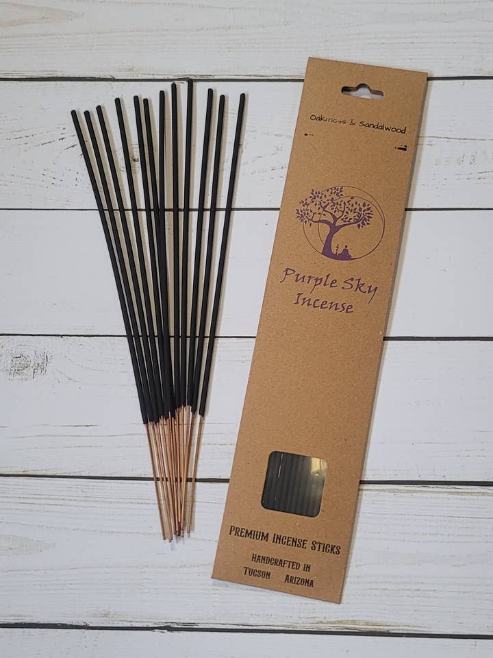 Oakmoss & Sandalwood ~ Natural Incense Sticks ~ 12 Sticks for wholesale by Purple Sky Incense