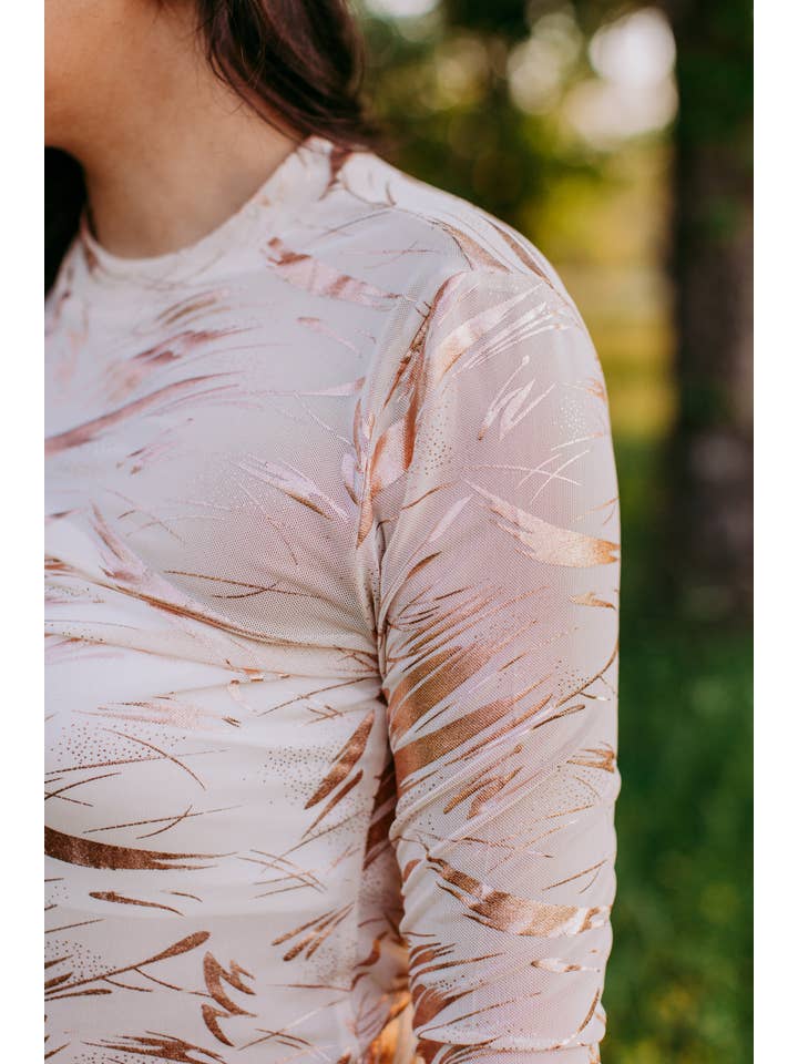 Neutral MK458 Gold Paint Mesh Top for wholesale on Faire