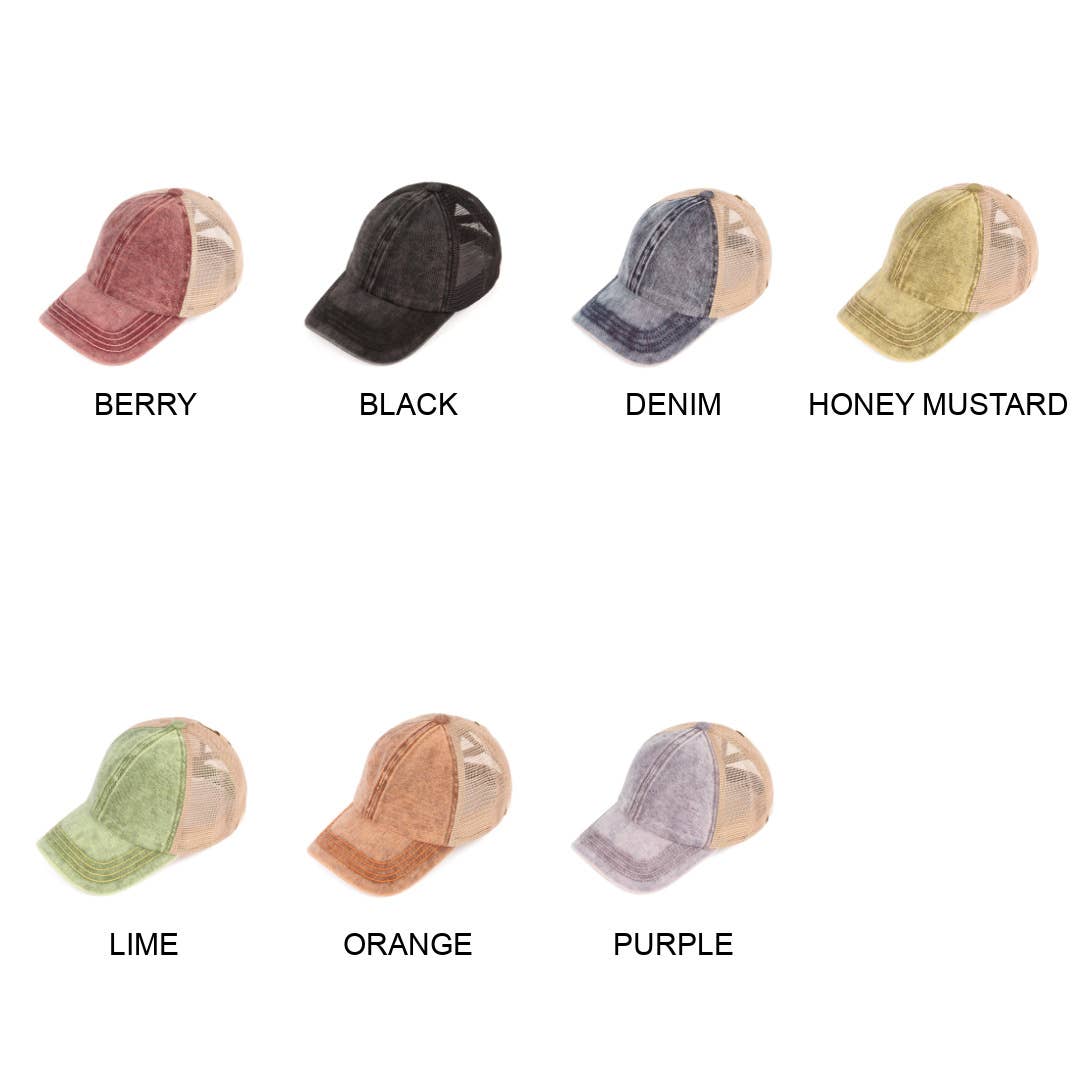 Truly Contagious - Wholesale Ponytail Cap - Women's - CC Washed Denim Criss Cross Cap ( BT-1009 )7