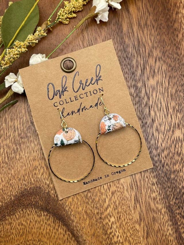 Leather Strap w/Gold Etched Ring Earring 1 1/2" - 9 Colors for wholesale by Oak Creek Collection Handmade