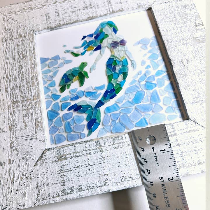 LISART LLC - Wholesale Art Print - Sea glass MERMAID & turtle Framed Print 1