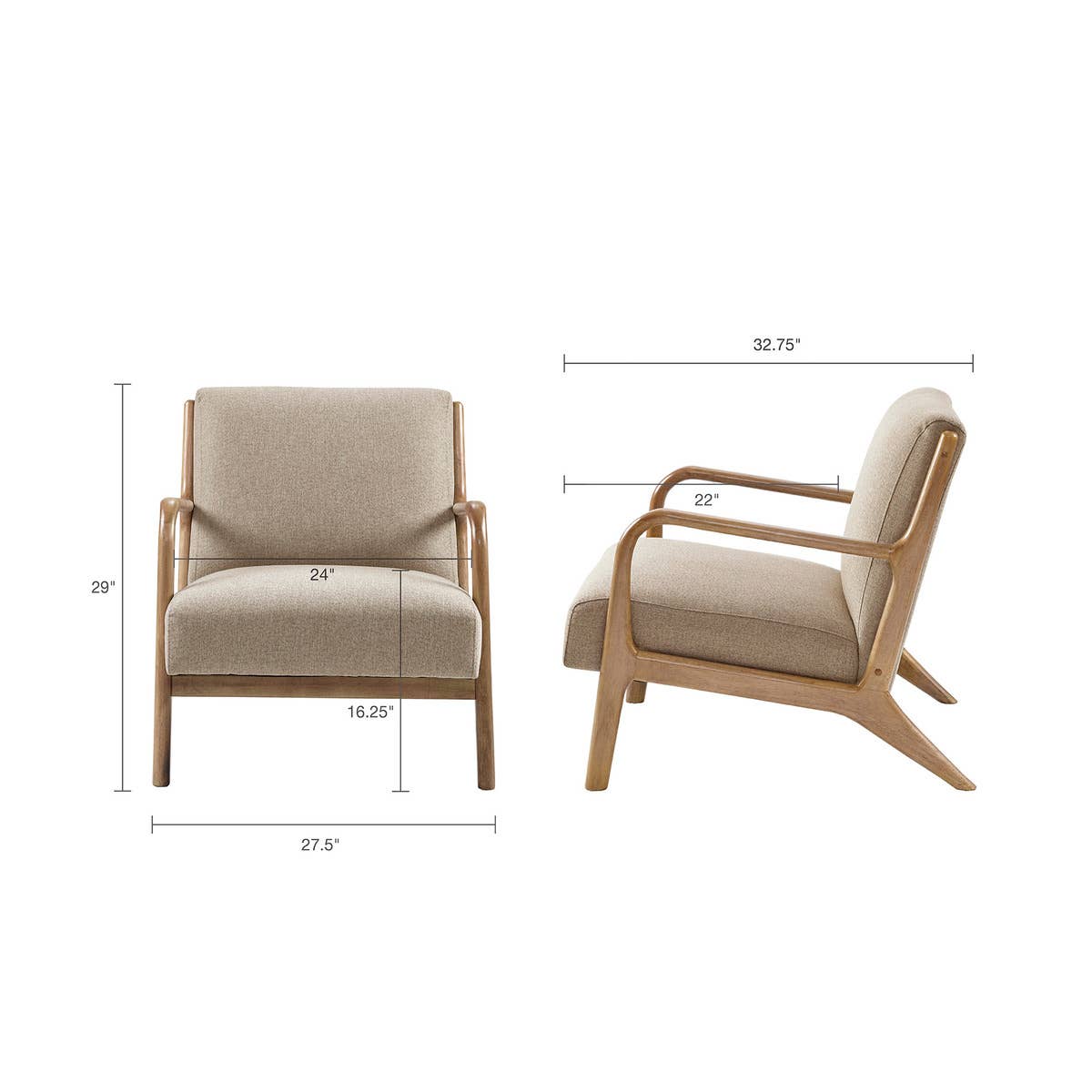 Olliix - Wholesale Chair - Scandinavian Elm Wood Taupe Lounge Chair *1