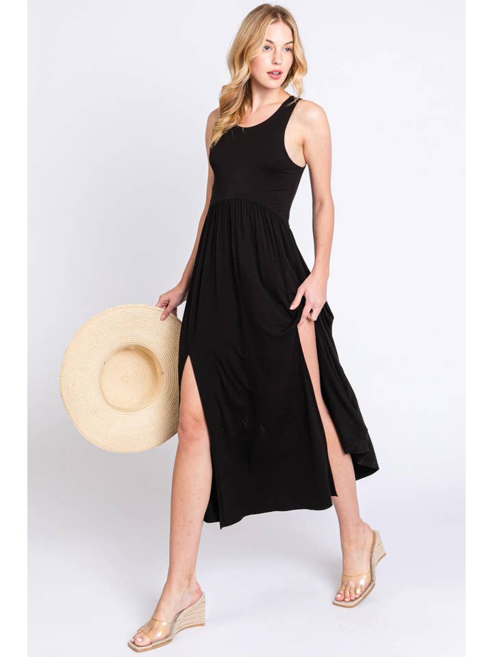 Final Touch - Wholesale Dress - Women's - Sleeveless Slitted Dress - D40755