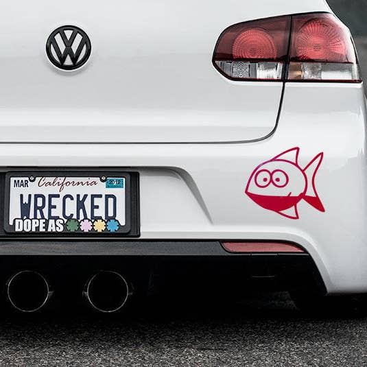 Funny Cartoon Fish Bumper Car Sticker for wholesale by WinsterCreations™