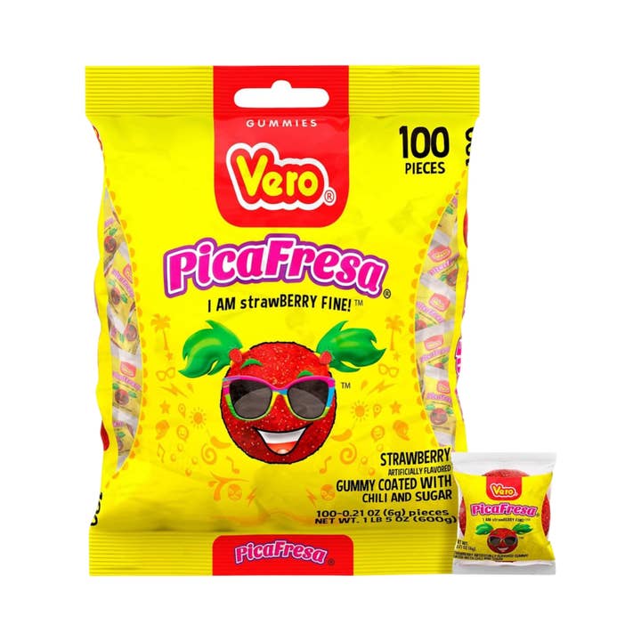 Carnival Candies & Ice Cream Inc. - Wholesale Gummy - Vero Pica Fresa Mexican Chewy Candy (100 Count)