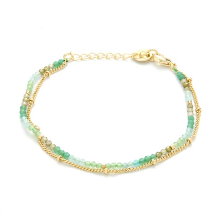 Grøn Krystalarmbånd afsluttet i 18K gult guld - Aiel for engroshandel hos Luxenter