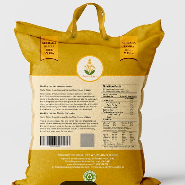Shastha foods - Wholesale Rice - Shastha Seeraga Samba Rice 20lbs1